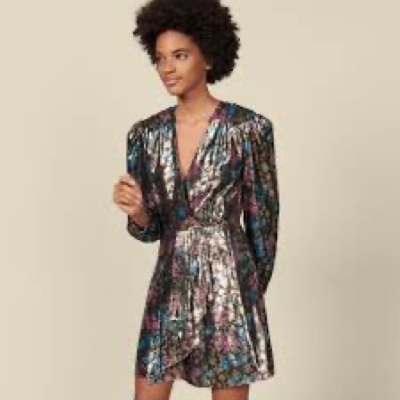 NWOT Sandro Paris luxury designer colorful dress $370 MSRP - Picture 2 of 16